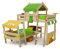 Wickey Kinderbett Etagenbett Crazy Trunky aus Massivholz - apfelgrün/gelbe Plane Hausbett, 90 x 200 cm Hochbett mit Spielzeugzubehör für Kinder - individuell Gestaltbar