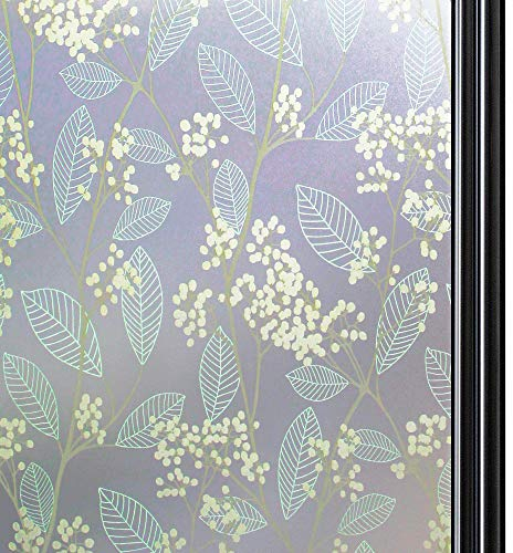Qualsen Fensterfolie Blickdicht Sichtschutzfolie Fenster Milchglasfolie Klebefolie Fenster Fensterfolie Selbsthaftend Blickdicht Fensterfolie Sichtschutz Folie Anti-UV (90cm x 200cm)