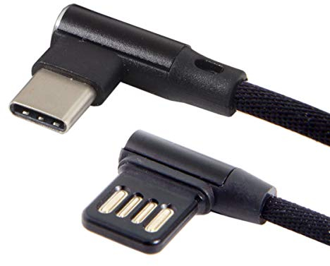Cablecc Micro-USB 5-polig/USB-C 3.1 Typ-C auf links und rechts abgewinkelt, 90 Grad USB 2.0 Datenkabel mit Hülle für Tablet & Handy 15 cm ... (USB-C 3.1 Typ C)