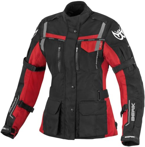 Berik Torino wasserdichte Damen Motorrad Textiljacke, schwarz/rot, 40