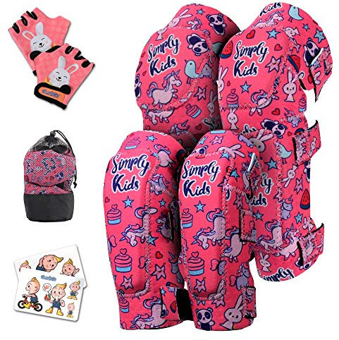 Innovative Soft Kids Knee and Elbow Pads with Bike Gloves I Toddler Protective Gear Set w/Mesh Bag I Bike, Roller-Skating, Skateboard Knee Pads for Kids Child Boys Girls