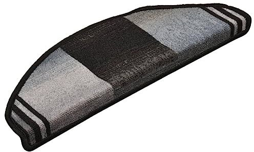 vidaXL 15x Treppenmatten Selbstklebend Stufenmatten Stufenschoner Treppenschutz Matten Treppenteppich Treppenschoner Schwarz Grau 65x21x4cm