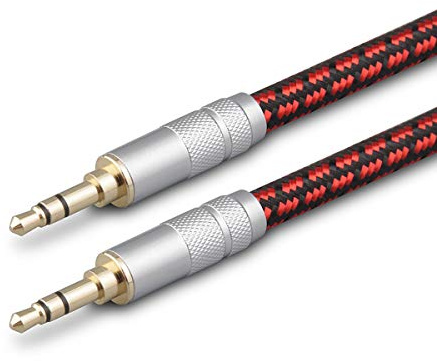 Primeda - 3,5 mm AUX-Kabel, 3 m – Audiophiles AUX-Kabel, Audiokabel, robust und ideal für Auto, iPhone, iPad, Smartphone, Kopfhörer, Tablet, Heim-Stereoanlagen, Laptop und mehr, Rot