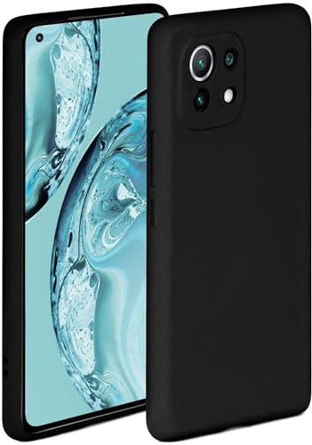 ONEFLOW Soft Case kompatibel mit Xiaomi Mi 11 Hülle aus Silikon, erhöhte Kante für Bildschirmschutz, zweilagig, weiche Handyhülle - matt Schwarz