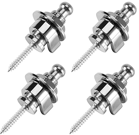 4 Stück Gitarrengurt Knöpfe, Gitarrengurt Schlösser, Gitarre Strap Locks, Gitarre Strap Lock Button für Ukulele, E-gitarre, Akustikgitarre, Klassische Gitarre Etc (Silber)