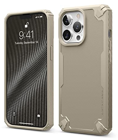 elago Armor Case Compatible with iPhone 13 Pro (6.1), Heavy-Duty Protective Case, Premium TPU, Carbon Fiber Texture, Tough Rugged Design, Full Body Protection, Shockproof Bumper Cover (Sand)