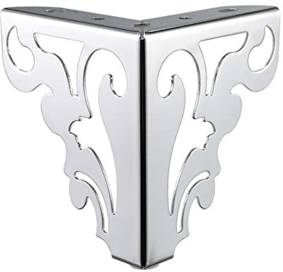 Lot de 4 pieds de canapé modernes de 12 cm pour meubles de table et d'armoire, en fer, motif creux (chromé)
