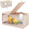Rypet Sittich Nistkasten Transparent Design Thwartwise Vogelnest Brutkasten mit Sitzstange Holz Vogelkäfig Haus für Nymphensittiche Lovebirds Wellensittiche Finken Papageien Kanarienvögel M