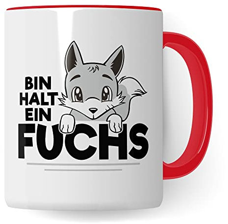 Taza con texto en alemán Bin halt ein Zor, regalo con texto Besserwissen Schlaumeier, zorro, regalo para colegas, amigas, amigas, amigas, amigas, divertidas, para oficina (blanco y rojo)