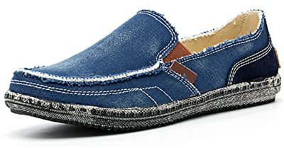 Sprifloral Mocasines para hombre, alpargatas de moda, zapatos clásicos de lona, zapatos náuticos para exteriores, cómodas pantuflas de conducción casuales para hombre, Blue, 42 2/3 EU