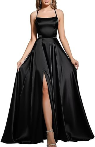 Babyonline D.R.E.S.S. Robe pour Mariage Demoiselle d'honneur avec Fente Dos Nu Robe Femme Cérémonie Anniversaire sans Manches Noir 36