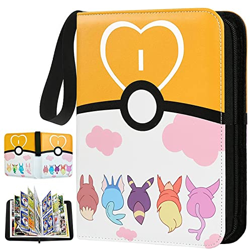 Sammelalbum Karten, Sammelkarten Kompatibel mit 400 Hüllen 50 Seiten, PU Sammelkarten Album für Card Collection,Karten Aufbewahrungstasche für Kinder Jungen Mädchen (Gelb)