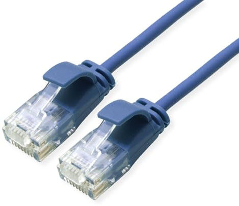 ROLINE GREEN UTP Patch Cable Cat.6A (Class EA), halogen-free, slim, blue, 0.15 m