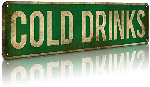 KooLL Letrero de calle de bebidas frías, letrero de aluminio delgado de estaño, divertido letrero de metal para decoración de pared para dormitorio, hogar, bar, garaje, regalo, 4 x 16 pulgadas