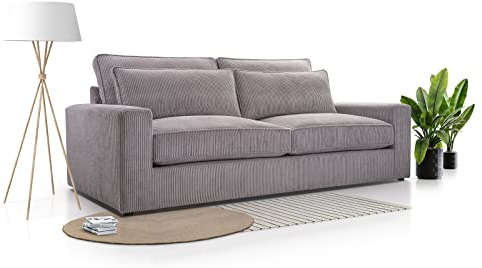 Siblo Sofa mit Kissen 89x221x104 cm Coco Kollektion - Elegante Polstersofa - Große Couch für Wohnzimmer - Sofa 3-Sitzer - Grau -