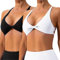 Vertvie Sport BH Damen Rückenfrei Tiefe V Ausschnitt Sexy Yoga Bra Gepolstert Bustier Push up Bralette Twist vorne Gym Workout Fitness(2pc: Schwarz + Weiß,S)
