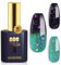 YTD Likomey UV Nagellack Farbwechsel Thermo Farbgel,15ml Grün Dunkelgrün Mehrfarbige Pailletten Gel Chamäleon Shellac Nagelgel UV/LED Color Change Gellack Gel Nail Polish,WB349