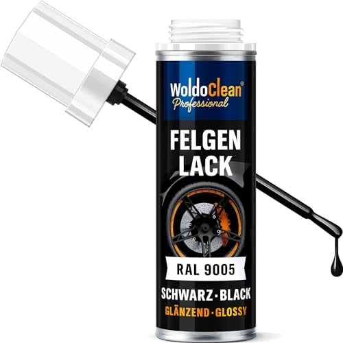 WoldoClean Stick per ritocchi ai cerchioni nero per la rimozione dei graffi - 12 ml di lacca acrilica 1K ad asciugatura rapida e lucida