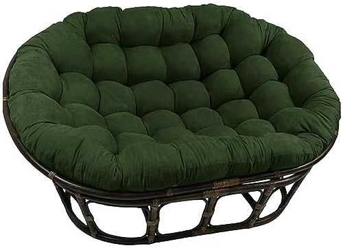 Nur Doppel Papasan Stuhl Kissen, 67x47inch Runde Thicken Colorfast Rattan Wicker Ei Schaukel Stuhl Kissen Für Innen/Im Freien Pet Floor Kissen Meditation Kissen(Color:Dark Green)