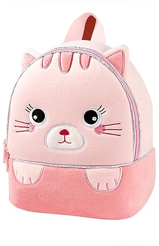 Uposao Kinder Rucksack Niedlich Tier 3D PlüSch Rucksack Mini Karikatur Kindergarten Tasche für Kinder Jungen Mädchen Kleinkind 1-6 Alter(Katze)