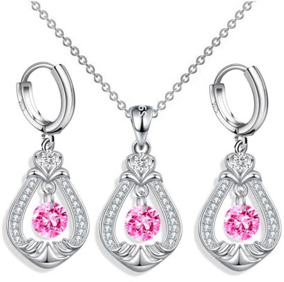 FDEETY Parure Bijoux Goutte Eau Cristal Zircon Collier Boucles D'oreilles Argent Ensemble Élégant Brillant