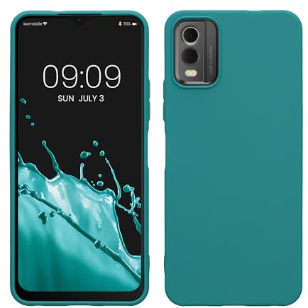 kwmobile Hülle kompatibel mit Nokia C32 Hülle - weiches TPU Silikon Case - Cover geeignet für kabelloses Laden - Petrol matt