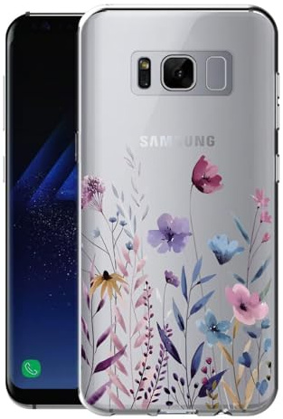 Kaywzo Hülle für Samsung Galaxy S8+/S8 Plus,Transparent TPU Handyhülle mit Gemälde Blume Muster,Ultradünn Stoßfester Schutzhülle,Schön Silikon Cover Case-4
