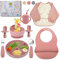 HappyDoo | Set Pappa Svezzamento |11 Pezzi | Piatto Svezzamento con Ventosa | Citola | 2 Bavaglini | Bicchiere | Set Pappa senza BPA | In Confezione Regalo | Set Pappa | Set Svezzamento Prima Pappa