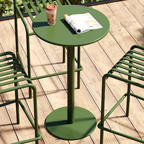 DMCHENGMA Table de Bar d'extérieur en Fer et métal, Table Ronde Verte à Hauteur de Barre pour Jardin, Piscine, Cour et terrasse, Assemblage Facile(Size:40x40x50cm)