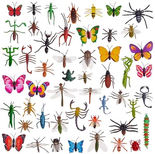 THE TWIDDLERS 100 Insekten Figuren Spielzeug aus Kunststoff - Realistische Formen & Größen - Miniatur Plastik Safari Kindergeburtstag, Lernspielzeug