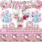 Kitty Party Vaisselle Set, 99PCS Décorations De Fête Sur Thème De Ki-tty, Decoration Anniversaire Kitty, Ensemble De Ballons D'Aluminium, pour Enfants Anniversaire Décoration