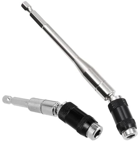 Bamyli 2 Pcs Magnetic Pivot Drill Bit Holder,1/4 Hex Pivoting Bit Holder,Quick Release Drill Extension Magnetic Swiveling Bit Tip Holder for Tight Spaces or Corners,91mm+145mm(Silver)