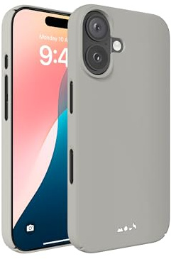 Mous for iPhone 16 Plus Case Slim MagSafe Compatible - Super Thin Stone | Mous for iPhone 16 Plus Case Slim MagSafe Compatible - Super Thin 2.0 - Magnetic Phone Cover - Stone