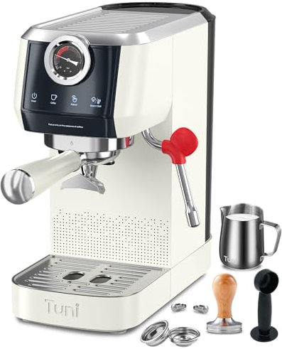 Tuni E2 - Máquina de café espresso de 58 mm, 20 bar, cafetera de doble caldera con espumador de leche de vapor de 10 mm, cafetera semiautomática con bomba UKLA para espresso, capuchino, regalo para