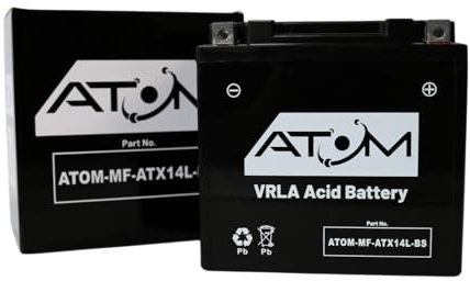 ATX14L-BS - Atom AGM Motorcycle Battery Factory Sealed 12V 14Ah 285CCA