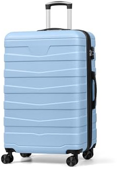 ChaCool Koffer Set Trolley Reisekoffer Check-In Gepäck, 39.5 * 26 * 57.5cm Hartschalen-Koffer mit TSA-Schloss und 4 Rollen ardschale Boardcase Handgepäck mit 8cm Volumenerweiterung (M, Hellblau