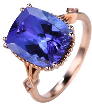 Gems Vibes Blauer Tansanit-Ring für Frauen, einzigartiger Designerring aus 925er Sterlingsilber, Hochzeitsgeschenk, Geschenk für sie, Dezember-Geburtsstein, eleganter Edelsteinring (Tansanit)