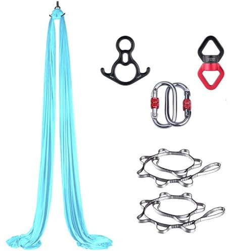 PRMTYUP Aerial Hammock, Aerial Yoga Swing, Acrobatic Dance Hammock, Air Yoga Hammock, Aerial Yoga Equipment, Aerial Silk Hardware Kit, for Acrobatic Dance, Air Yoga,E,10M*1.5M