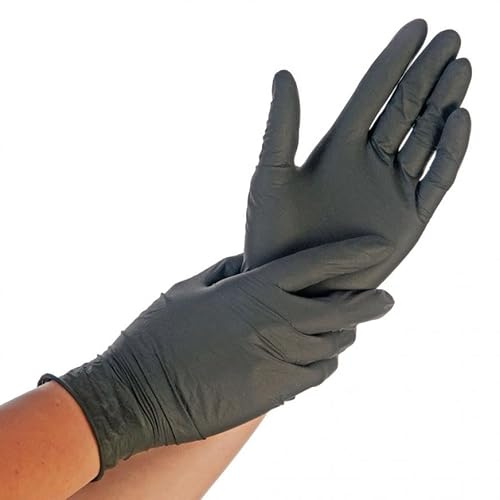 2000 Stück Hygonorm Nitrilhandschuhe Safe Fit | puderfrei, schwarz, 9/L, L: 24cm, Spenderbox (200 Stk.), Karton, Einweghandschuhe , Einmalhandschuhe, Handschuhe Einweg, Gummihandschuhe Einweg