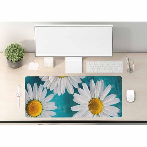 Woutay Mouse Pad,White Daisy Flower,Non-Slip Rubber Base,Mat for Office Work/Home