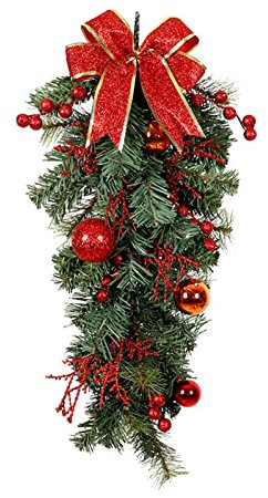 Generisch Türkranz Weihnachten mit Goldenen Kugeln Frohes Fest - Weihnachtsdeko, Türdeko Weihnachten, Kranz Advent Adventskranz Zum Hängen Tannenzweig Girlande 5M