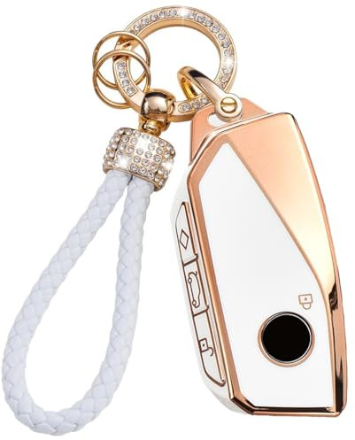 Ysbxitu Schlüsselhülle für BMW I7 Schlüsselhülle aus TPU Cover Geschenkidee Passt für BMW 2024 X7 X1 U11 iX iX1 Tourer U06 X6 XM 7er I7 I4 I5 kratzfestes Schlüssel Case Zubehör Bling-Schlüsselanhänger