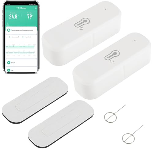EPLZON WiFi Hygrometer Thermometer Sensor, kabelloser Temperatur und Feuchtigkeitssensor für den Innen Außenbereich mit Remote App Benachrichtigungsalarm, Kompatibel Alexa/Google Home(2 Stück)