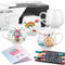 Geiserailie 4 Paintables Keramik Bemalen Set, Blanko Sublimationsbecher, Marker Stift mit 24 Farben Geschenk Partner Mädelsabend Termin Familienaktivitäten Freundin Tochter Geburtstag (Stilvoller)