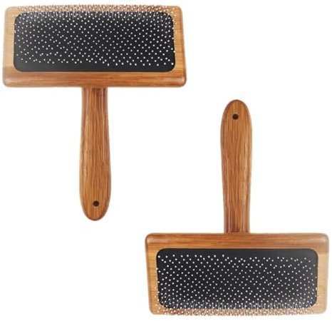 CLKE 2 Pcs Bamboo Wood Air Cushion Needle Comb, Carpet Needle Felting, Wool Carders Brushes for Needle Felting, Sheepskin Rug Grooming, Cat Comb for Long-Haired Cats, Dogs, Pet Grooming