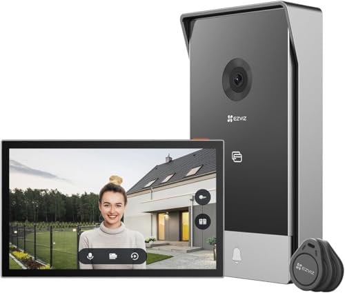 EZVIZ HP7 2-Family Kit Videoportero WiFi 2 Hilos,2K Timbre Video Sistema Intercomunicador,2 Videoporteros Táctil LCD 7,Detección de Persona, Audio Bidireccional,Desbloqueo en Remoto por App/RFID