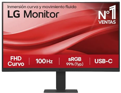 LG 24U421A-B Ecran PC bureautique 24 - Dalle VA résolution FHD (1920x1080), 5ms 100Hz, HDR 10, sRGB 99% (CIE1931), inclinable, incurvé 1500R, HDMI 2.0, USB-C (15W)