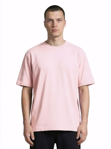 UNIDOOD Camiseta Oversize 185 gsm Algodón Orgánico Hombre Mujer - Rosa Pastel - Talla XL