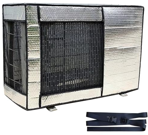 Housse Climatiseur Extérieur, Cache Climatiseur Exterieur, Matériau en Feuille D'aluminium, Imperméable, Résistant Au Soleil et Ignifuge, avec Ceinture de Fixation, Housse Pompe a Chaleur(74x26x54cm)