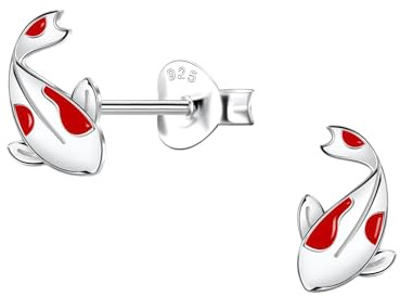 Monkimau Koi-Fische Ohrringe Mädchen Silber 925 Kinder: Hypoallergene Kinderohrringe für Mädchen 8 Jahre - Medizinische Gesundheitsstecker & Ohrstecker aus Sterling Silber